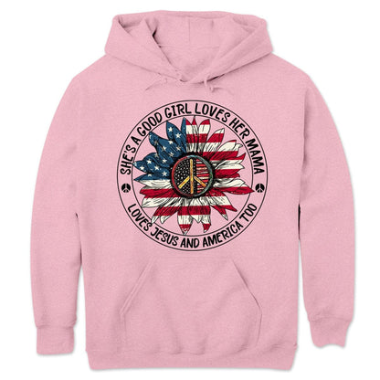 Ella es una buena chica que ama a su mamá y a Estados Unidos también, camisetas hippies de manga larga