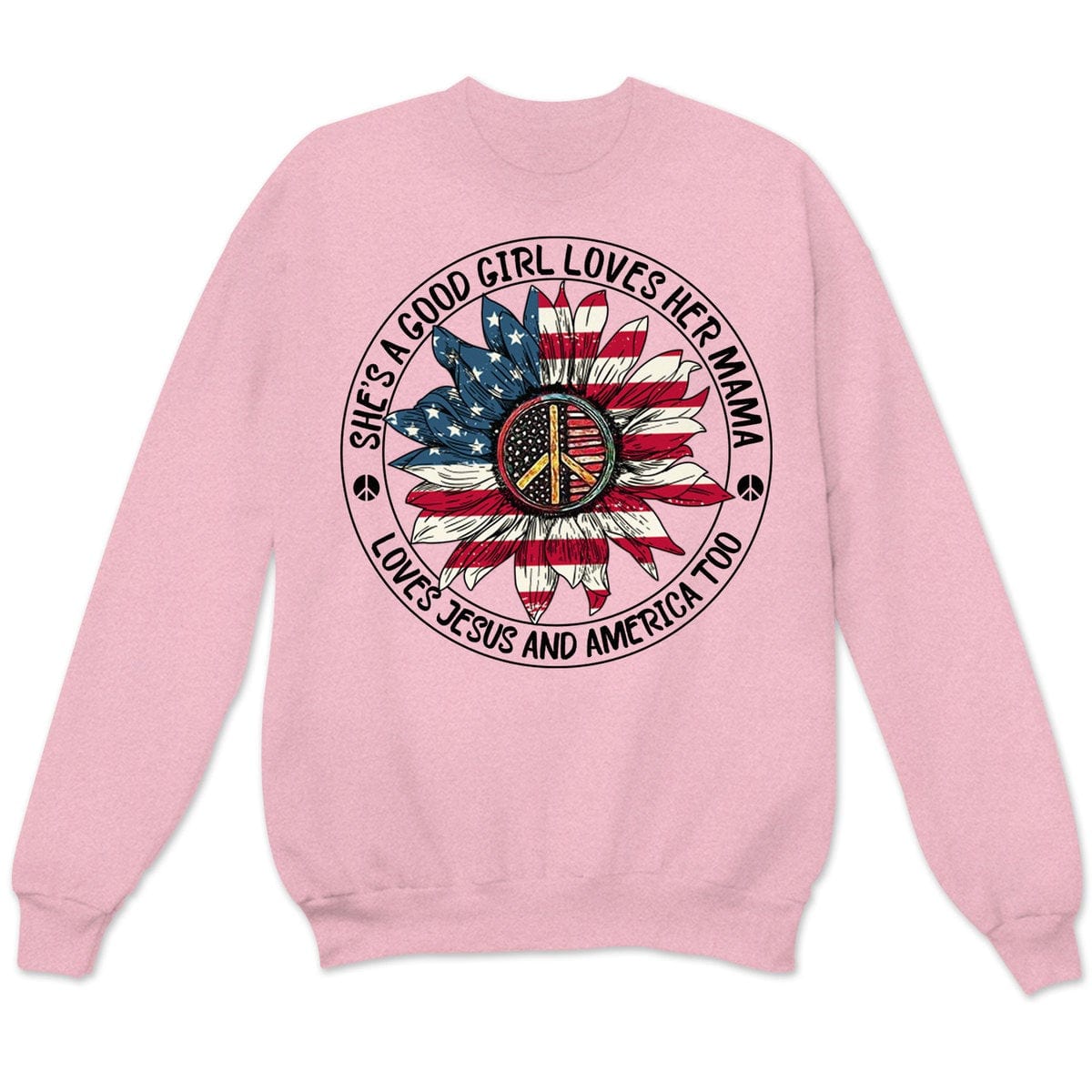 Ella es una buena chica que ama a su mamá y a Estados Unidos también, camisetas hippies de manga larga