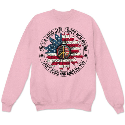 Ella es una buena chica que ama a su mamá y a Estados Unidos también, camisetas hippies de manga larga