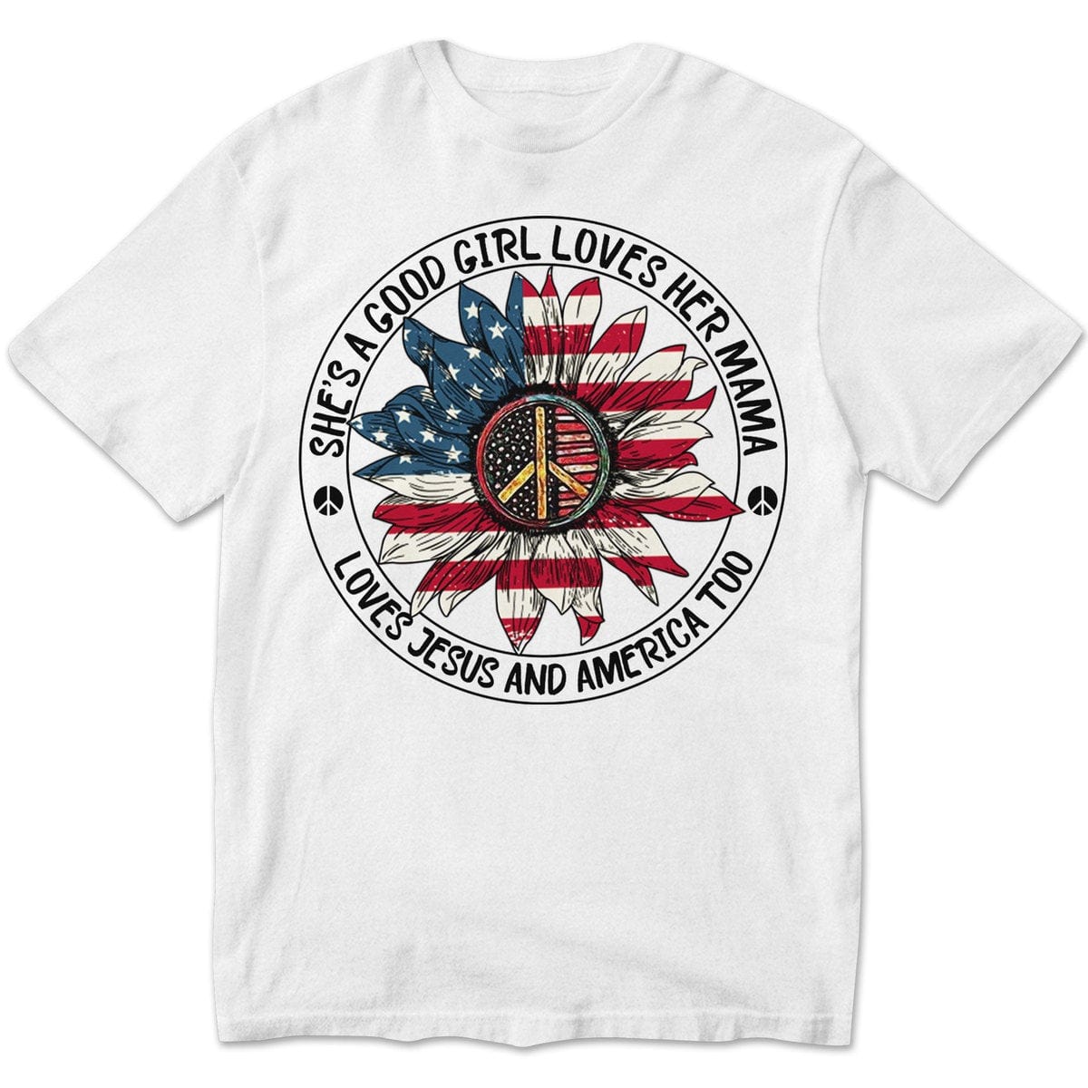 Ella es una buena chica que ama a su mamá y a Estados Unidos también, camisetas hippies de manga larga