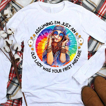 Suponiendo que soy una anciana fue tu primer error, camisetas hippies