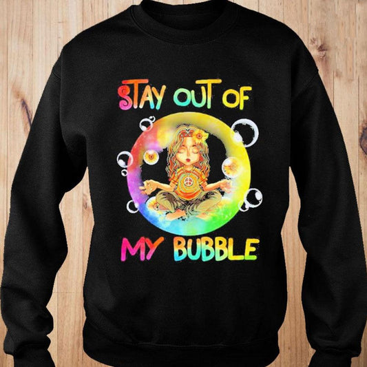 Camisetas hippies que dicen "Mantente alejado de mi burbuja"