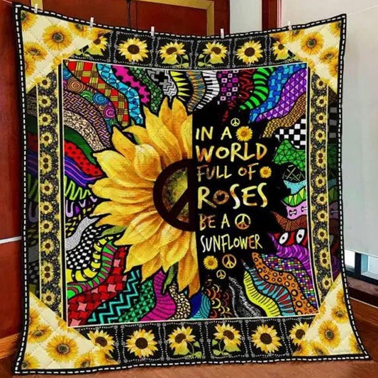 En un mundo lleno de rosas, sé un girasol, manta hippie de vellón y sherpa