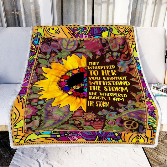 Ella susurró: "Soy la tormenta" con girasol, manta hippie de vellón y sherpa