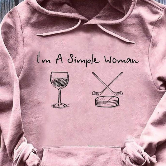 Sudadera con capucha de hockey, camisetas de hockey para mujer, soy una mujer sencilla