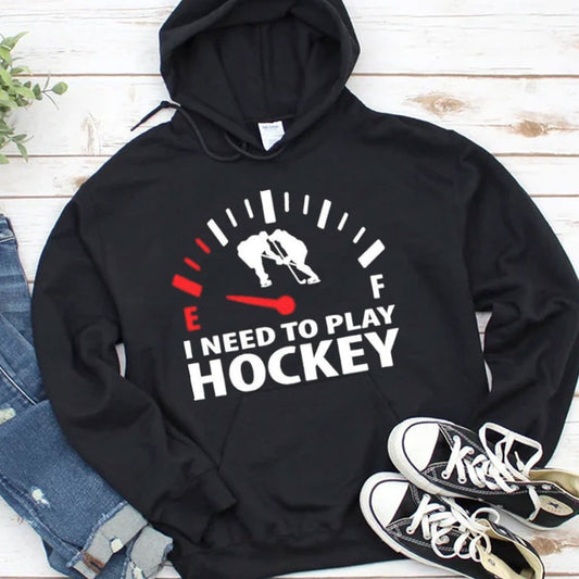 Sudadera con capucha y camiseta "Necesito jugar al hockey"