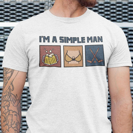 Camisetas de hockey divertidas, soy un hombre sencillo, camiseta de papá del hockey