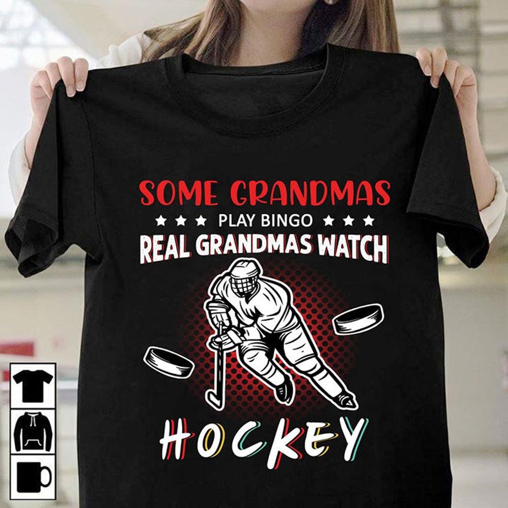 Camisetas de hockey de abuelas, algunas abuelas juegan al bingo, las abuelas reales ven hockey