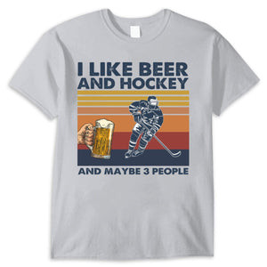 Vintage Hockey Shirts I Like Beer & Hockey Maybe 3 People, Funny Hockey Shirts