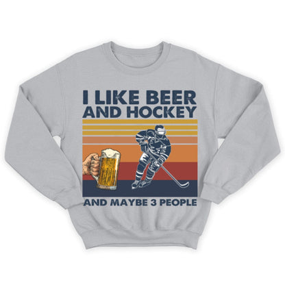 Vintage Hockey Shirts I Like Beer & Hockey Maybe 3 People, Funny Hockey Shirts