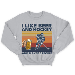 Vintage Hockey Shirts I Like Beer & Hockey Maybe 3 People, Funny Hockey Shirts