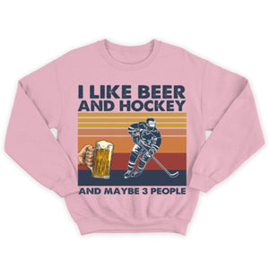 Vintage Hockey Shirts I Like Beer & Hockey Maybe 3 People, Funny Hockey Shirts