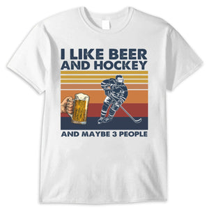 Vintage Hockey Shirts I Like Beer & Hockey Maybe 3 People, Funny Hockey Shirts