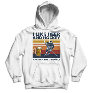 Vintage Hockey Shirts I Like Beer & Hockey Maybe 3 People, Funny Hockey Shirts