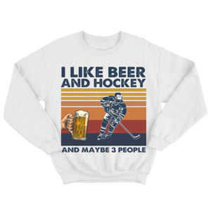 Vintage Hockey Shirts I Like Beer & Hockey Maybe 3 People, Funny Hockey Shirts