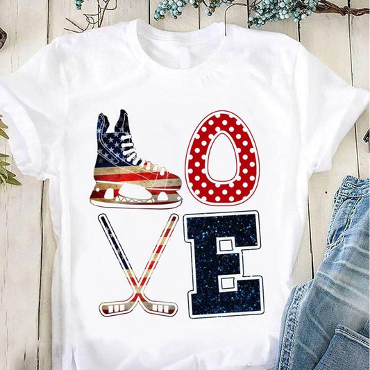 Camiseta de hockey Love, camisetas de hockey