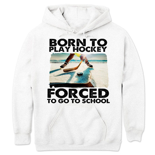 Nacido para jugar al hockey Obligado a ir a la escuela Sudadera con capucha y camisetas de hockey