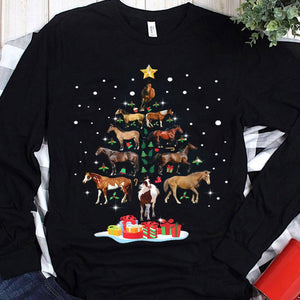 Camisetas de caballos con árboles de Navidad