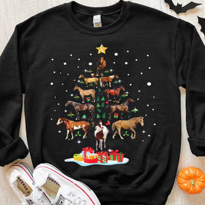 Camisetas de caballos con árboles de Navidad