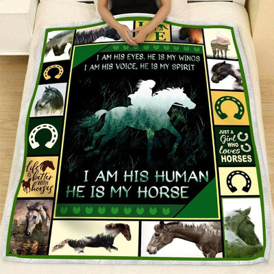 I Am His Human He Is My Horse Blanket Fleece & Sherpa