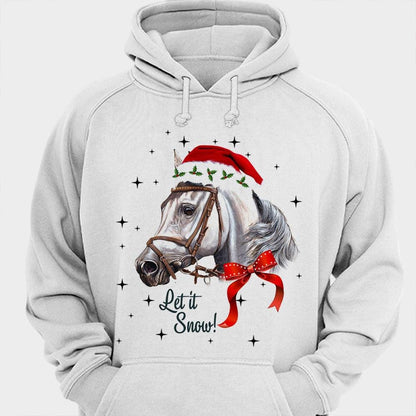 Camisetas navideñas con caballos Let It Snow