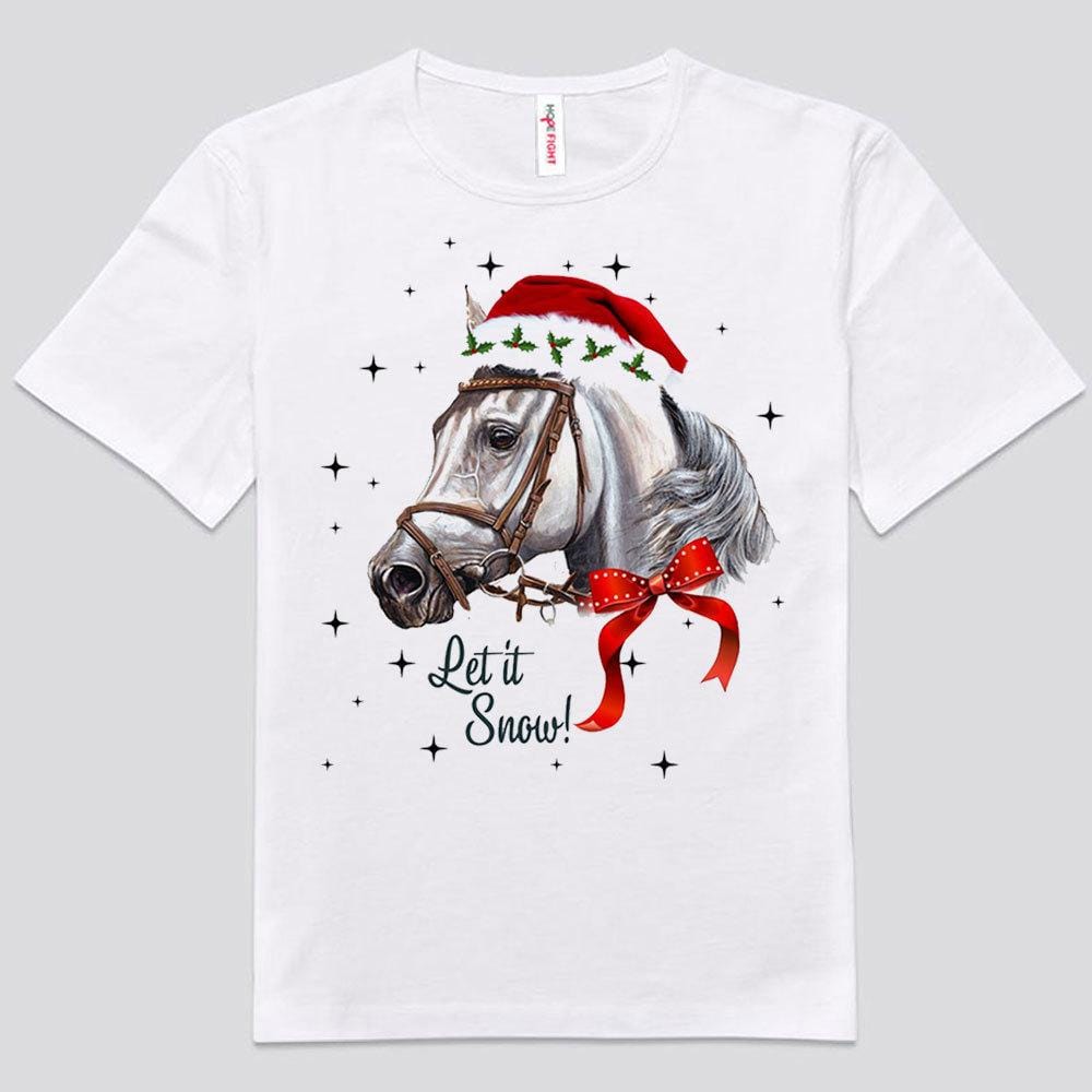 Camisetas navideñas con caballos Let It Snow