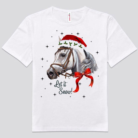 Camisetas navideñas con caballos Let It Snow
