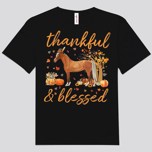Camisetas de Acción de Gracias con mensaje de agradecimiento y bendición sobre caballos
