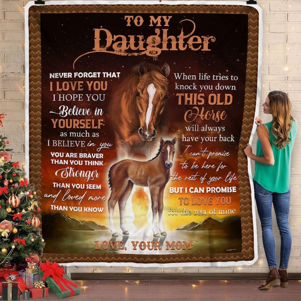 To My Daughter Love From Mom, Riding Horse Blanket Fleece & Sherpa