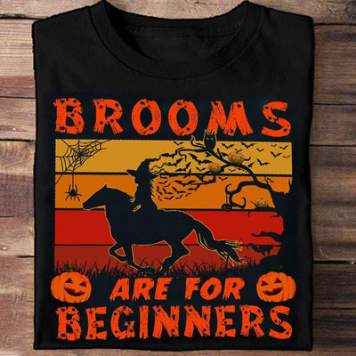 Brooms Are For Beginners Halloween Horse Shirt