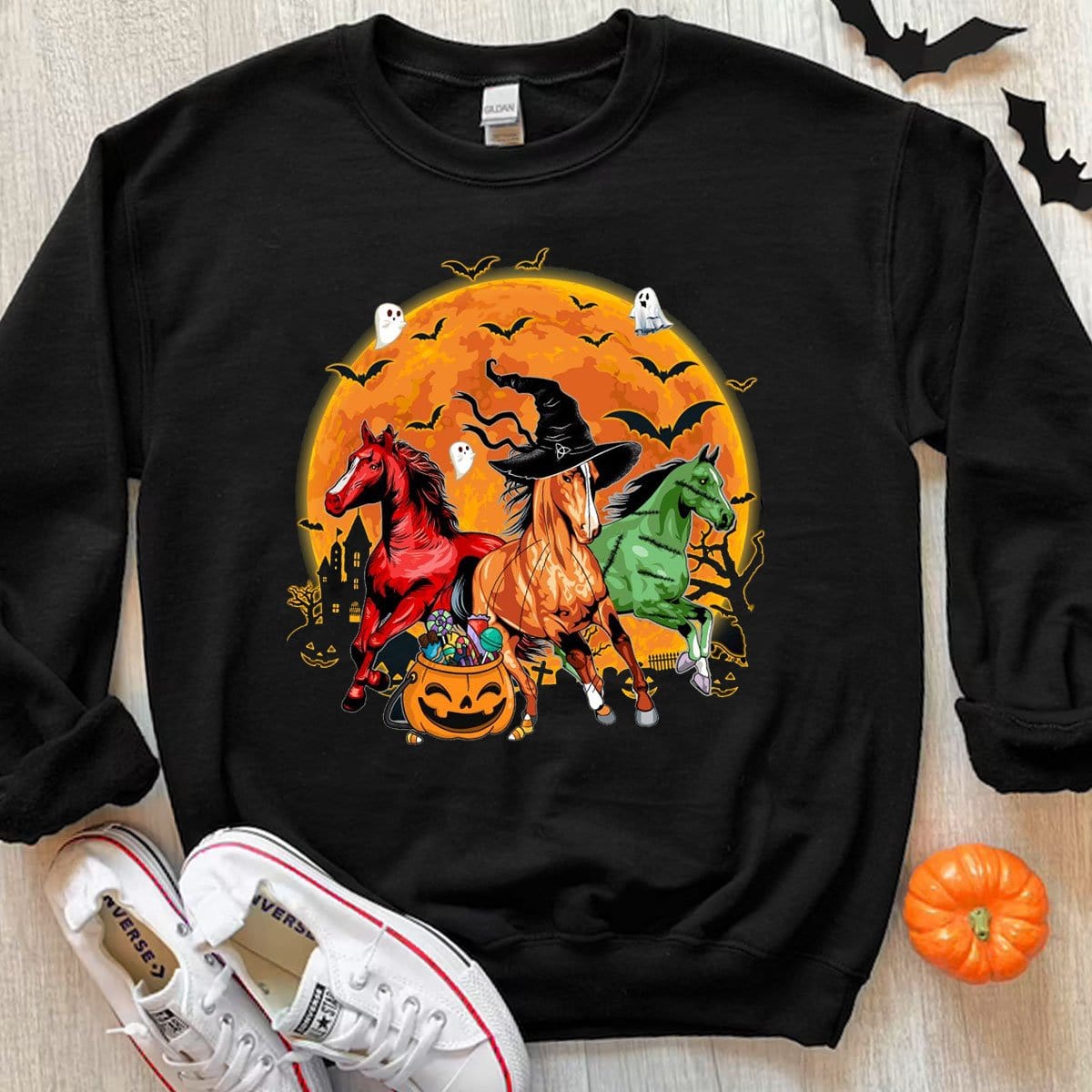 Sudadera con capucha y camisetas de Halloween con diseño de caballo