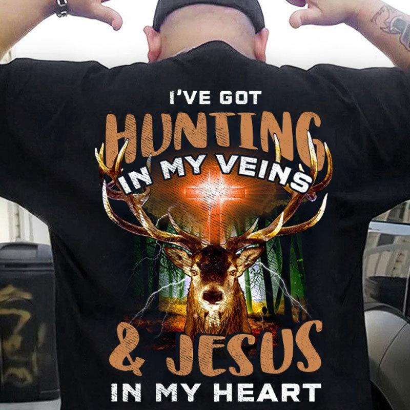 Deer Hunting Shirts, I've Got In Veins & Jesus In My Heart Deer Hunter Shirt - Hope Fight
