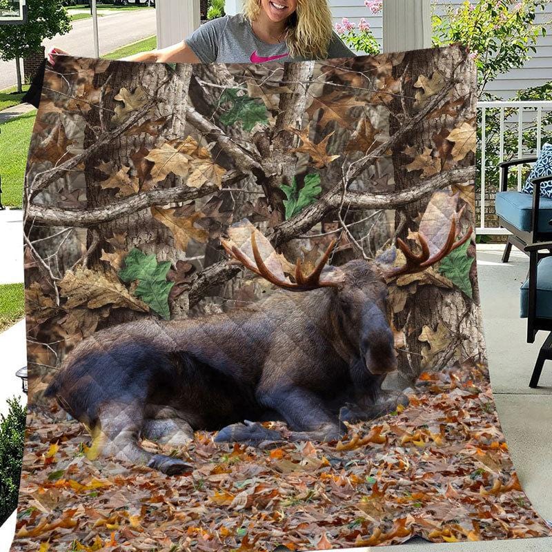 Moose Hunting Blanket, Fleece & Sherpa