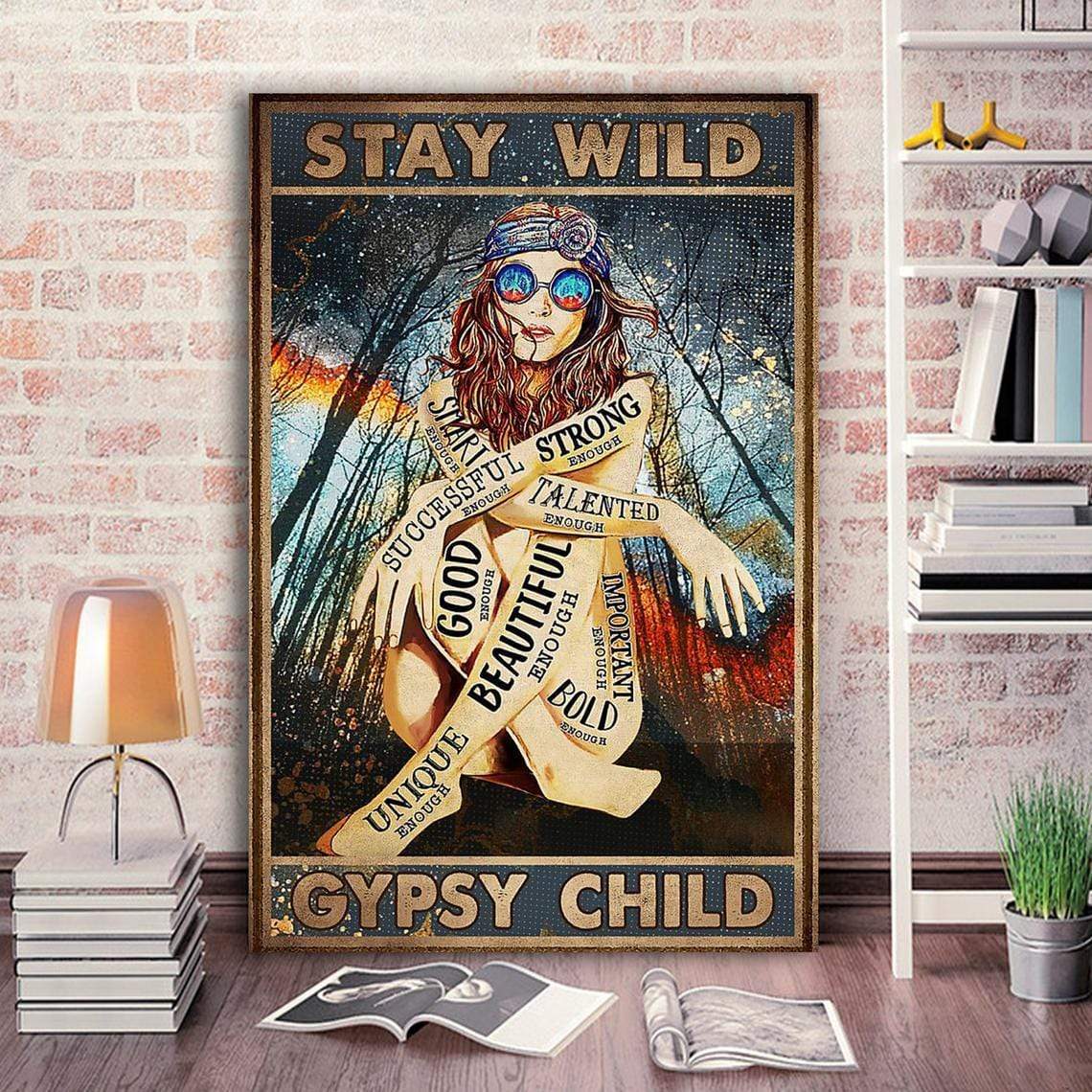 Hippie Girls Stay Wild Gypsy Child Hippie Poster, Canvas
