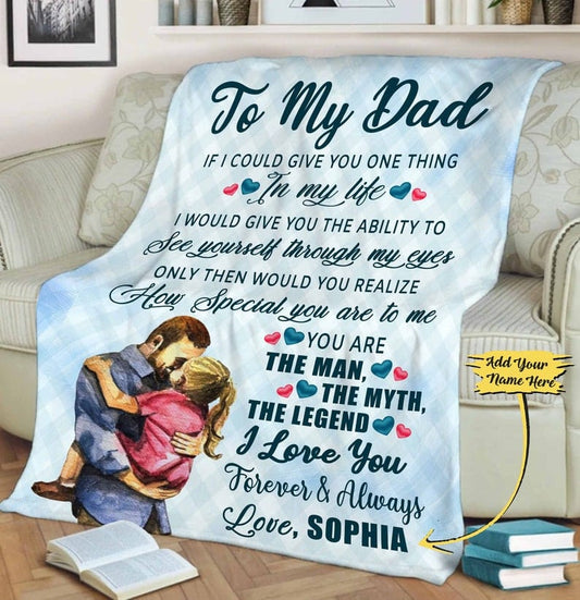 Manta personalizada para el Día del Padre, regalo de mi hija para mi papá