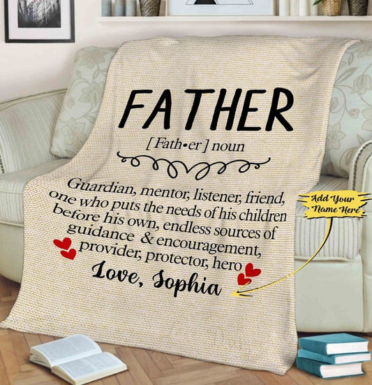 Manta personalizada para el Día del Padre con el nombre de padre