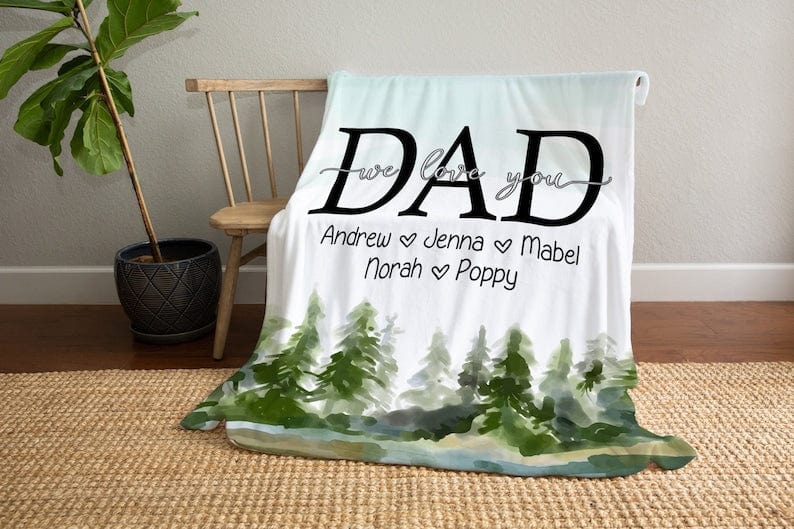 Manta personalizada para el Día del Padre con la frase "Papá, te amamos"