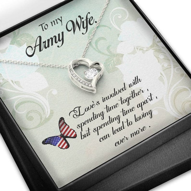 To My Army Wife Heart Pendant Necklace - Love's Involved With Spending Tome Togetjer But Spending Time Apart Can Lead To Loving Ever More