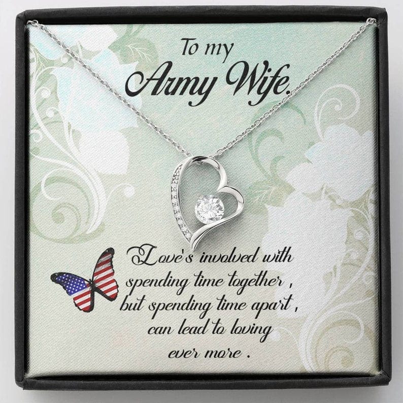 To My Army Wife Heart Pendant Necklace - Love's Involved With Spending Tome Togetjer But Spending Time Apart Can Lead To Loving Ever More