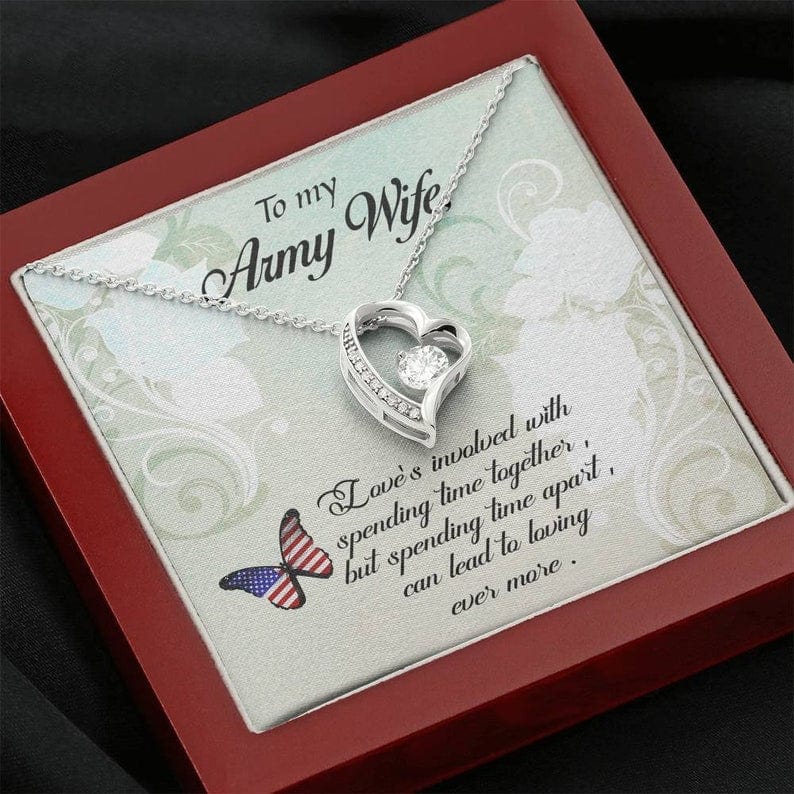 To My Army Wife Heart Pendant Necklace - Love's Involved With Spending Tome Togetjer But Spending Time Apart Can Lead To Loving Ever More