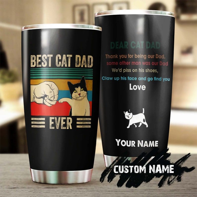 Personalized Best Cat Dad Ever Father's Day Tumbler