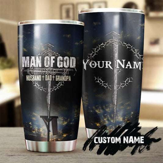 Vaso personalizado para el Día del Padre con el nombre de Hombre de Dios