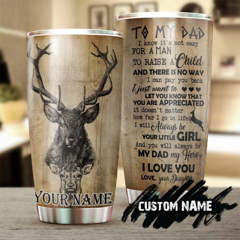 Vaso personalizado para el día del padre con el texto "Para mi papá", regalo de mi hija