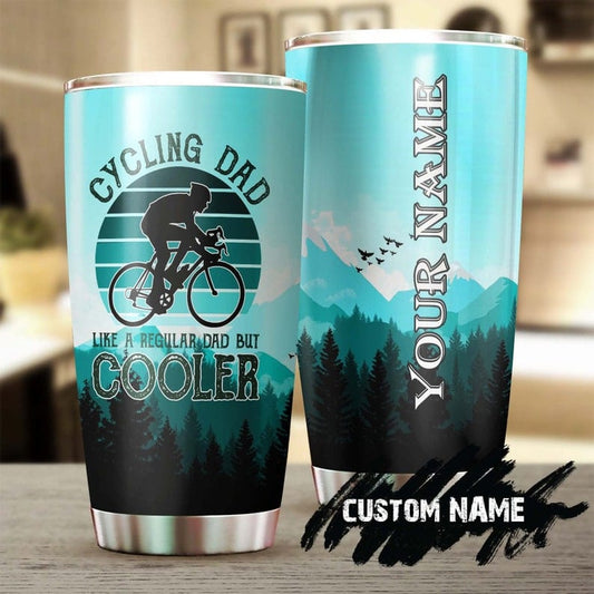 Vaso personalizado para el Día del Padre con el mensaje "Papá ciclista mucho más genial"