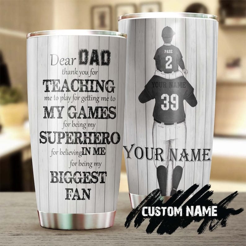 Personalized Baseball Dad Thank You My Biggest Fan Father's Day Tumbler