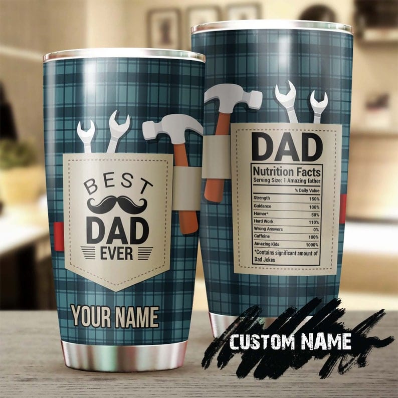(Up to 4 Kids) Papa Bear The Most Powerful And Relentless Man Personalized  Father's Day Gift For Dad Stepdad From Daughter Bonus Dad Tumbler 20oz Insulated  Cup
