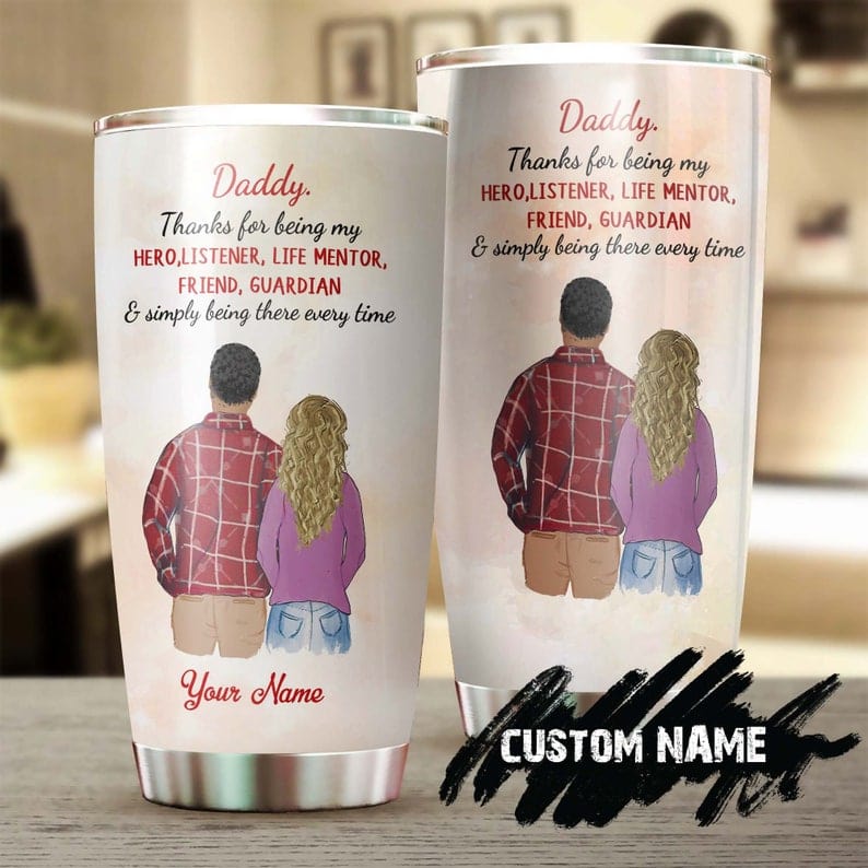 Vaso personalizado para el Día del Padre con la frase "Gracias por ser mi héroe"