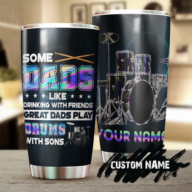 Personalized Great Dads Play Drums With Son Drummer Father's Day Tumbler