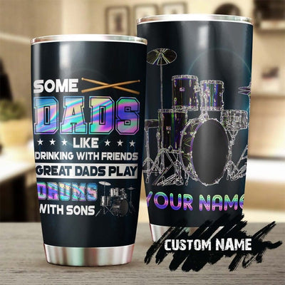 Personalized Great Dads Play Drums With Son Drummer Father's Day Tumbler