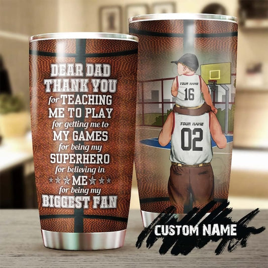 Vaso personalizado para el Día del Padre con el mayor fanático del baloncesto: papá e hijo